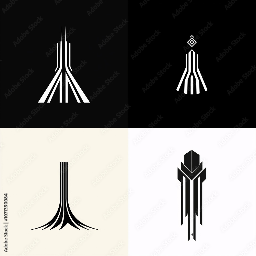 A minimalist logo showcasing an abstract tower with bold geometric lines and a sleek silhouette, symbolizing strength. A minimalist logo showcasing an abstract tower with bold geometric lines and a sleek silhouette, symbolizing strength.