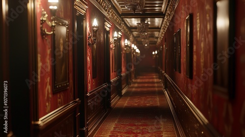 Opulent Hallway Leading to Stylish Old Money Rooms in Ultra-Detailed Interior Design