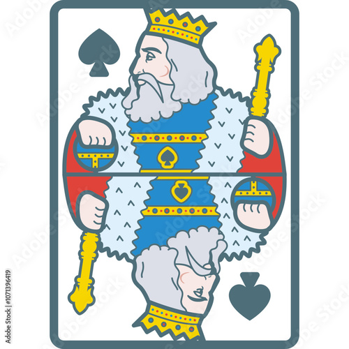 Detailed Depiction of the King of Spades Playing Card Showcasing Intricate Designs and Vibrant Colors