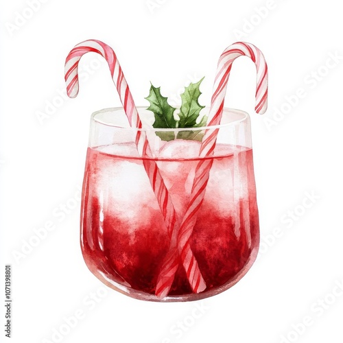 Sparkling peppermintinfused cocktails with candy cane stirrers, perfect holiday drink concept photo