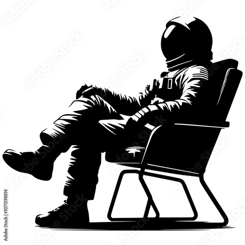 Silhouette of an astronaut sitting in a chair