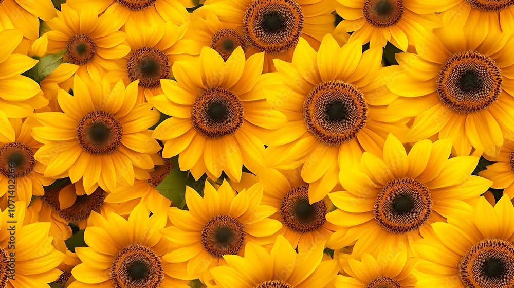 Obraz premium Bright Yellow Sunflower Seamless Pattern Design
