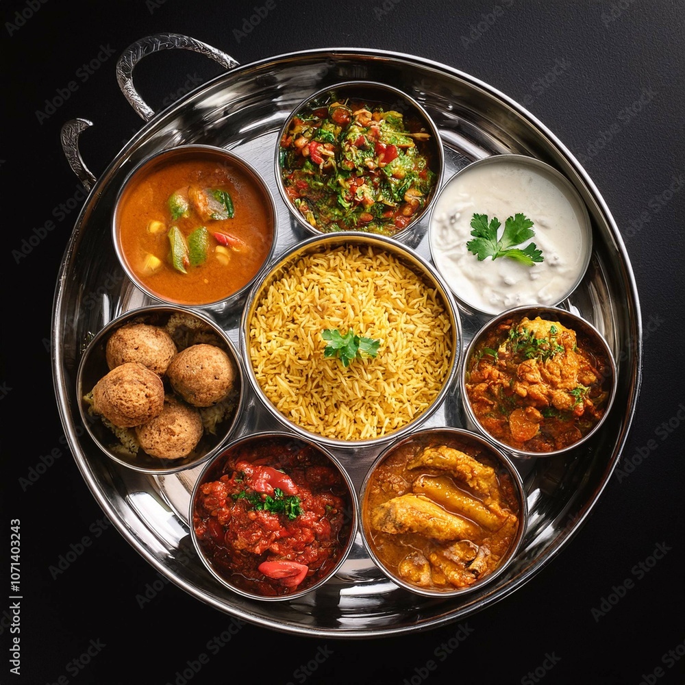 Assorted indian food on black background Assorted indian food on black background