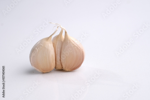 garlic on a white background photo