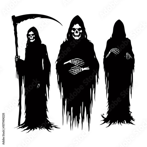 grim reaper black white silhouette