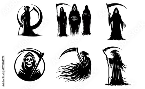 grim reaper black white silhouette
