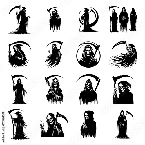 grim reaper black white silhouette