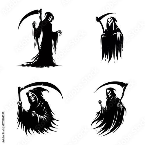 grim reaper black white silhouette