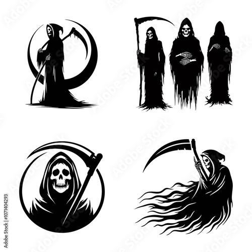 grim reaper black white silhouette