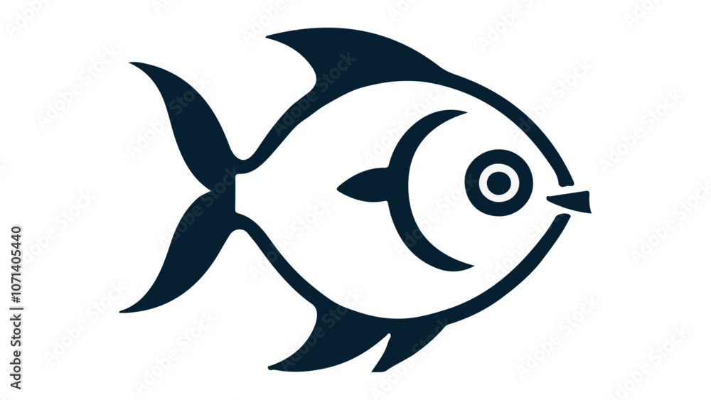 Fototapeta premium simple cute fish outline illustration in vector