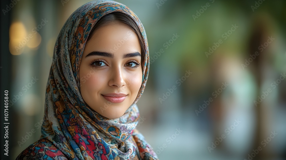 a young middle eastern woman stands confidently outdoors at company backdrop. business woman at work a young middle eastern woman stands confidently outdoors at company backdrop. business woman at work