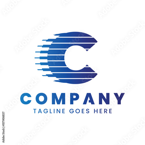 Letter C Dynamic Technology Logo, symbolizing innovation, speed, and advancement