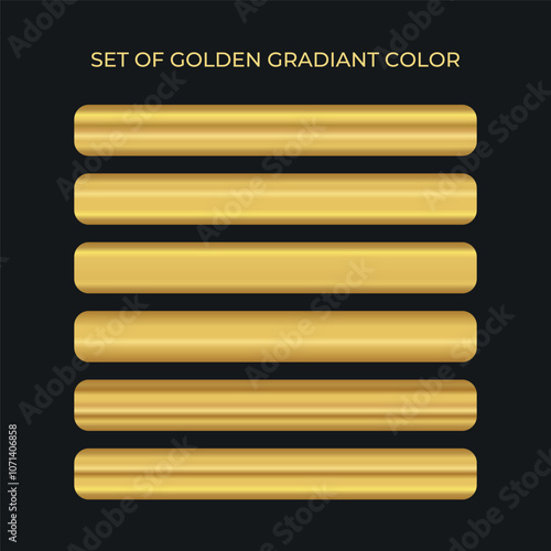 Professional and Elegant Style premium golden gradients swatches. Golden metal material texture