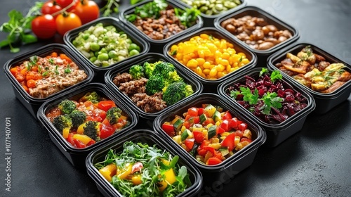 Colorful Meal Prep with Fresh Ingredients in Containers