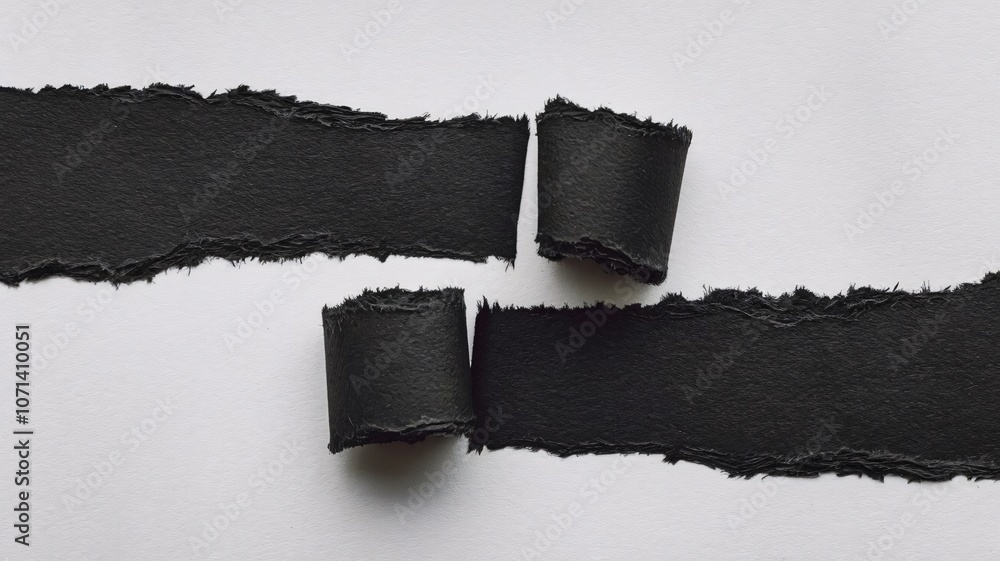 Obraz premium A two set of black torn paper effect.