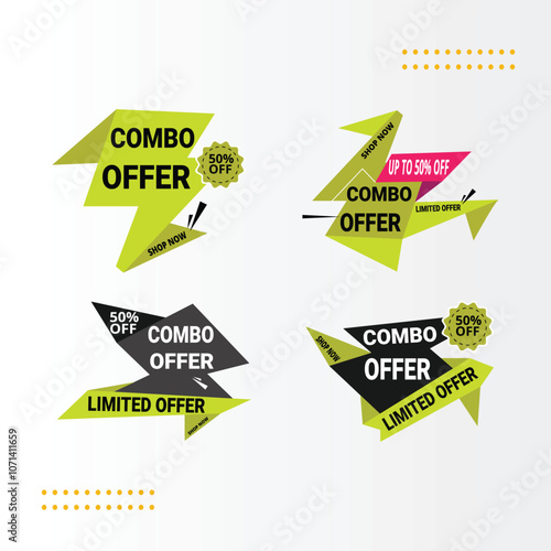 Sale banner, sale Tags Icon Set. Special Offer, Big Sale, Discount, mega sale banner. Store, Online Shopping Flat Design combo offer banner.