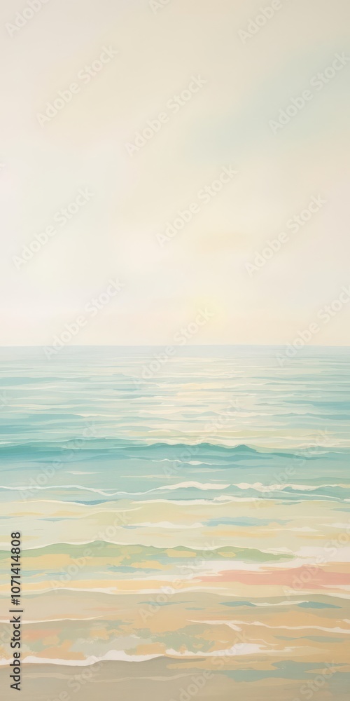 Fototapeta premium Abstract painting of a serene summer seascape with soft, pastel hues and gentle light, pastel, painting