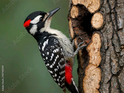 Red-cockaded Woodpecker (Picoides borealis) – An endangered woodpecker native to the southeastern U.S., known for its distinctive black-and-white plumage. photo