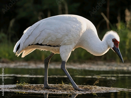 Whooping Crane (Grus americana) – A large, graceful bird with white plumage, critically endangered and found in central North America. photo