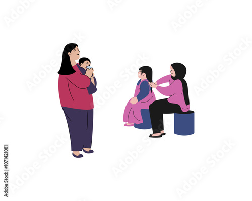 a mother spending time with her child illustration