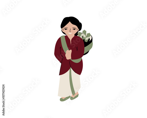 A woman selling Jamu or Herbal medicine Illustration