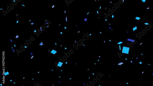 Exploding Blue party confetti with a transparent background. Bursts of festive colourful particles with alpha channel