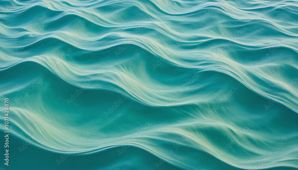 Fototapeta premium Soft, wavy lines in shades of green and blue, creating an underwater, serene aesthetic
