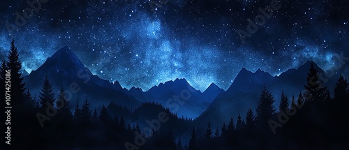 Explore the enchantment of starry night skies over majestic mountains