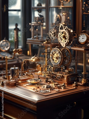 Finely Crafted Watchmaker s Workstation with Delicate Mechanisms and Miniature Tools photo