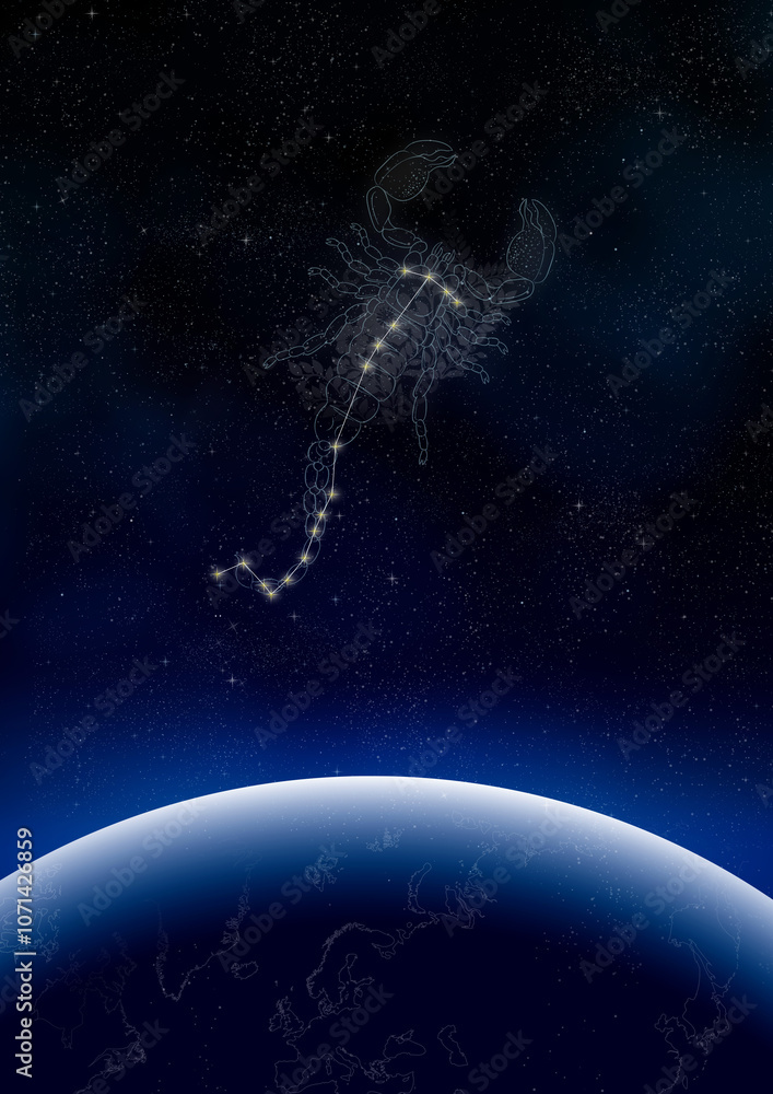 Naklejka premium 宙を駆けるサソリ座