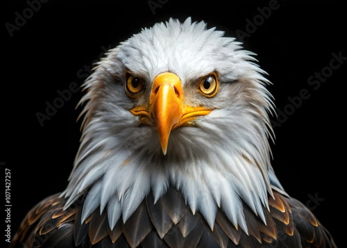 Closeup of Majestic American Bald Eagle on Black Background â€“ Minimalist Wildlife Photography, Nature, Bird of Prey, Eagle Portrait, Wildlife Art, Animal Closeup, American Symbol, Dark Aesthetic