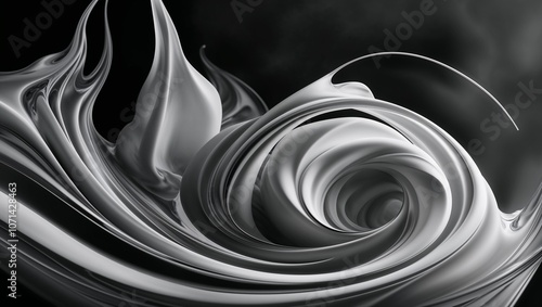 Abstract liquid marble texture in shades of gray, smooth and wavy, reminiscent of polished stone, minimalistic and artistic.