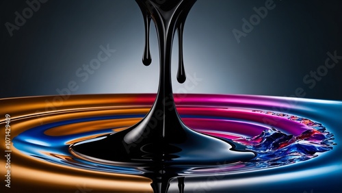 Colorful ink drops swirling in water, creating beautiful gradients and intricate patterns, bright lighting, ethereal effect.