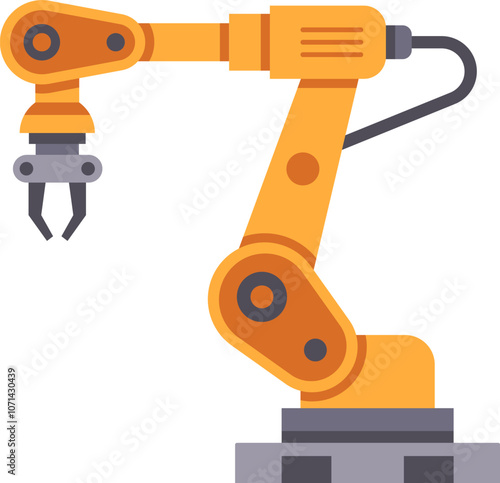 Industrial robotic arm lifting an object, automating production processes in a modern manufacturing factory, enhancing efficiency and precision