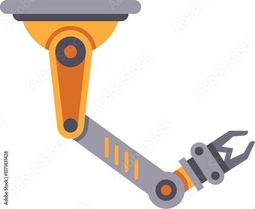 Robotic arm lifts an object in a modern factory, showcasing automation and advanced technology.