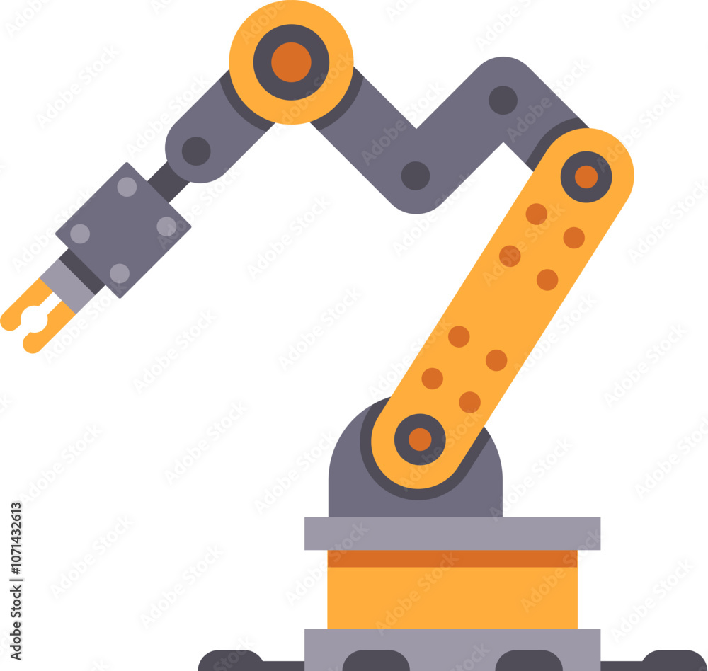 Robotic arm performing an industrial task, showcasing automation and advanced technology in a modern factory setting, with its precise movements and complex mechanisms Robotic arm performing an industrial task, showcasing automation and advanced technology in a modern factory setting, with its precise movements and complex mechanisms