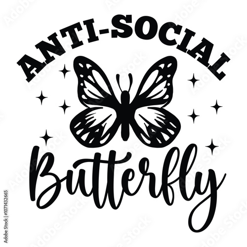 Anti-social butterfly SVG Art & Illustration