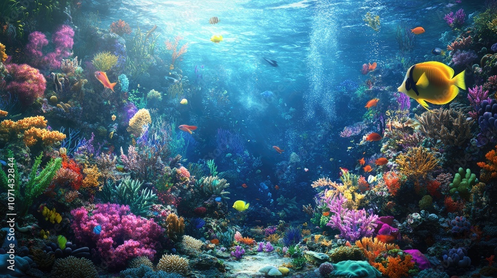 Fototapeta premium Vibrant Underwater Coral Reef Ecosystem