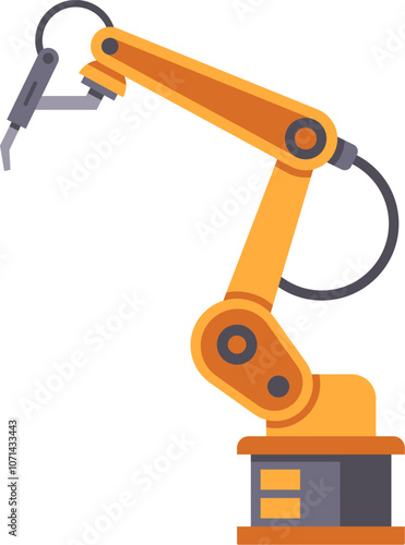 Robotic arm picking and placing items in a factory symbolizes innovation in automated production.