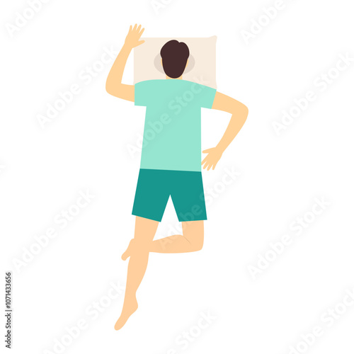 Men Sleeping or Relaxation Position Illustration Isolated on White Background. Flat Vector Character.