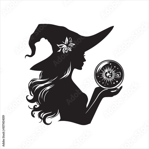Witchcraft silhouette vector illustration - Witch Magic Clipart Design  