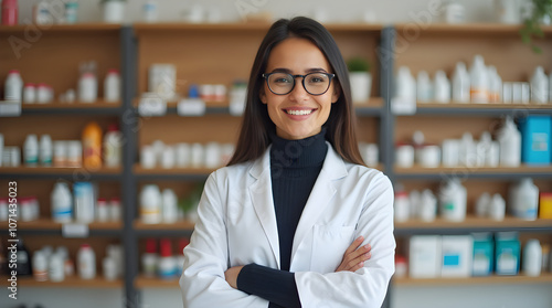 Confident Female Pharmacist in Pharmacy