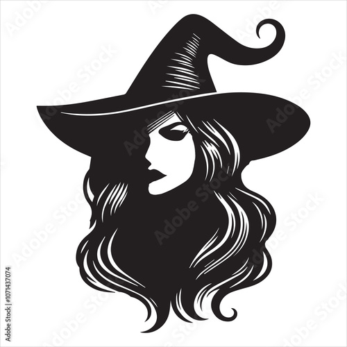 Witchcraft silhouette vector illustration - Witch Magic Clipart Design  