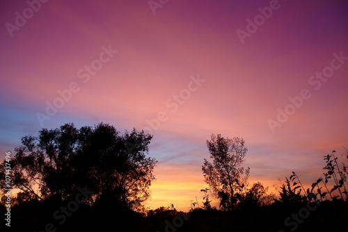 Scenic view of Dog Creek Park in Sutherland, Iowa at sunset photo