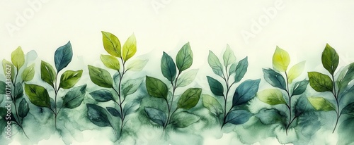 abstract green watercolor foliage creates a soothing organic background symbolizing the beauty of spring and the essence of econature photo