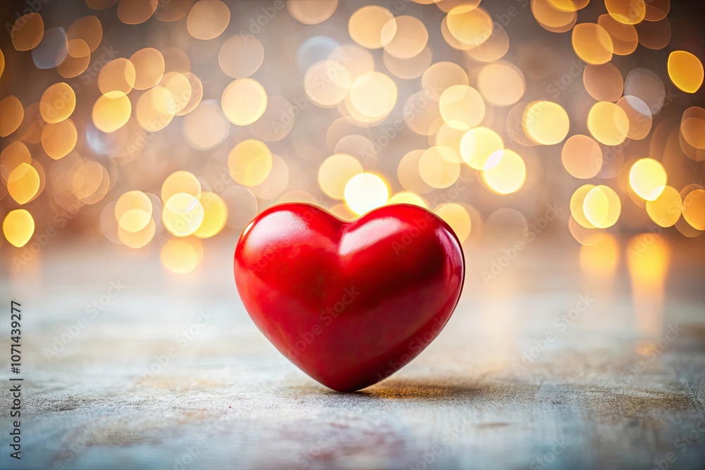 Fototapeta premium Red Heart on Light Background Symbolizing Love and Simplicity in Minimalist Design, Perfect for Valentine's Day, Romance, and Heartfelt Expressions, Ideal for Home Decor and Greeting Cards