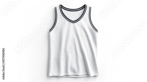 Plain white basketball jersey, no edges or special details. Breathable fabric. Simple white background, perfect for additional design. photo