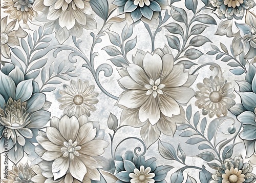 Wallpaper Mural Cute silver floral pattern Torontodigital.ca
