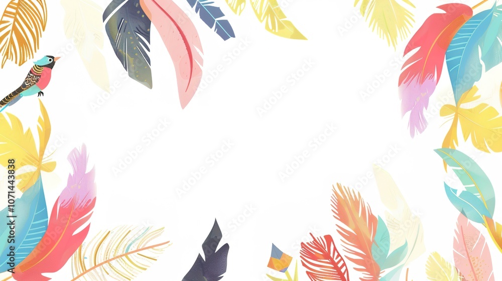 Fototapeta premium Feather Border - an elegant and delicate visual. The feather border adds a touch of softness and grace, creating a charming and refined scene.