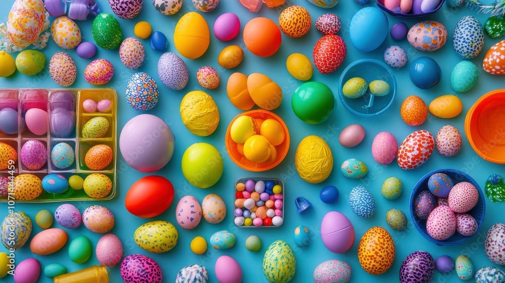 Fototapeta premium Colorful Easter Eggs on Vibrant Background